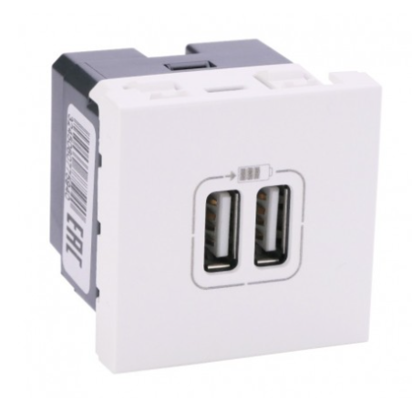 MECANISME PRISE DOUBLE USB TYPE A 2 MODULES BLANC MOSAIC